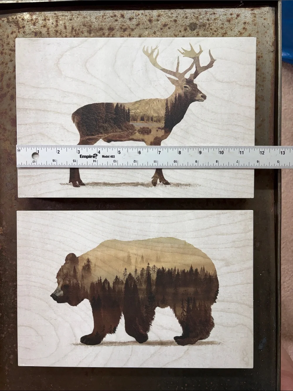 IKEA BJORNAMO “Wild Animals II” Deer & Bear Wooden Block Wall/Shelf Art Set